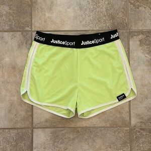 Justice Sport Neon Yellow Mesh Athletic Shorts Size XL 16/18 Plus Girls